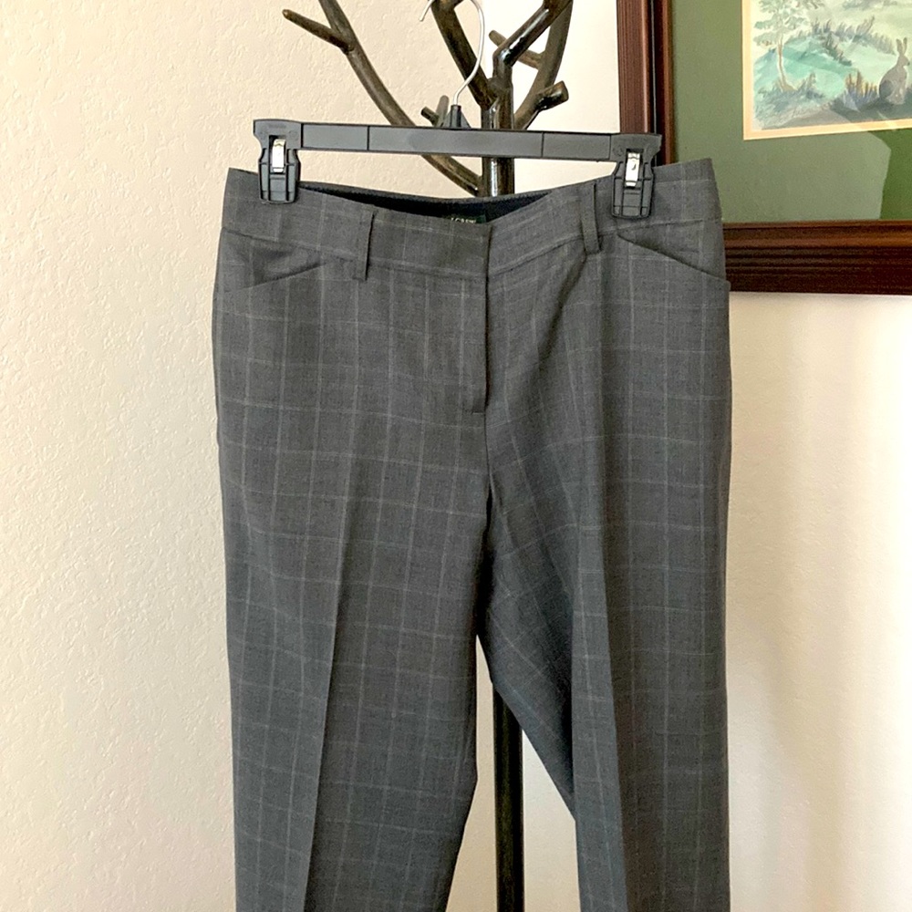 J Crew Wool Gray Plaid Pants Size 4